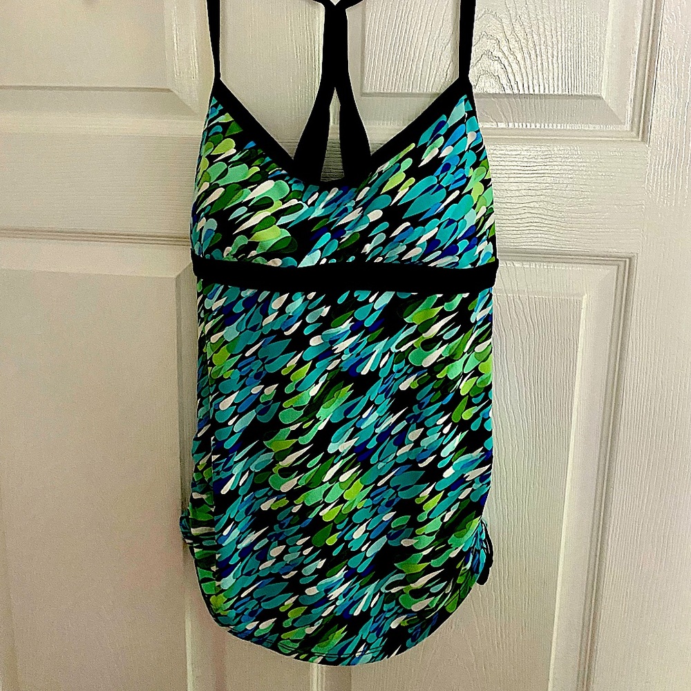 Beach house print swim tankini top, size 10